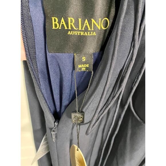 Bariano Navy Blue High-Neck Cross-Back Gown - Picture 9 of 10